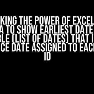 Unlocking the Power of Excel 2010: Formula to Show Earliest Date & Value from Table (List of Dates) that is After a Reference Date Assigned to Each Unique ID